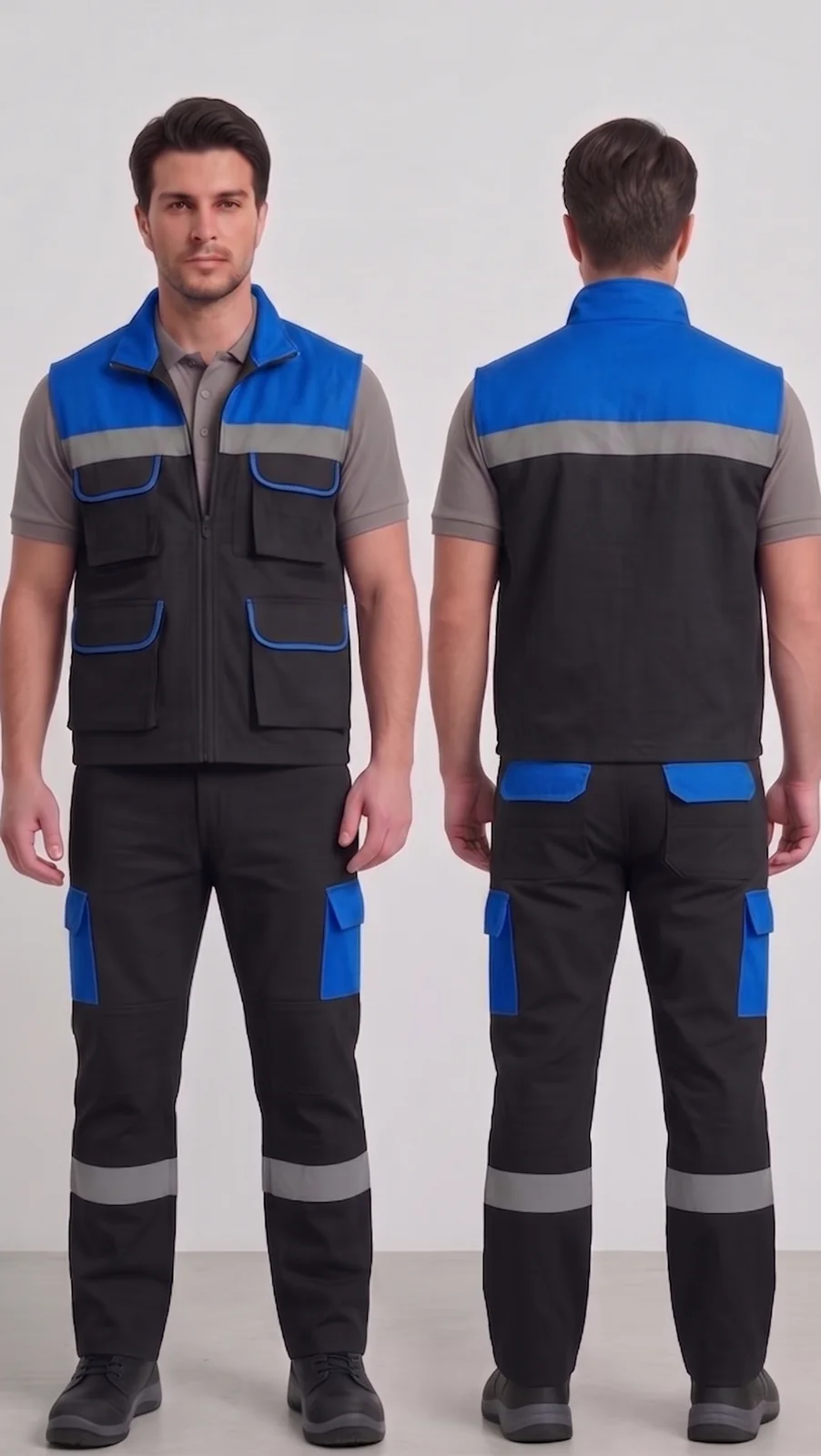 Premium kurumsal iş yeleği-pantolon takımı #02 — harman gabardin 245 gr/m² full likralı, İlke Tekstil Denizli