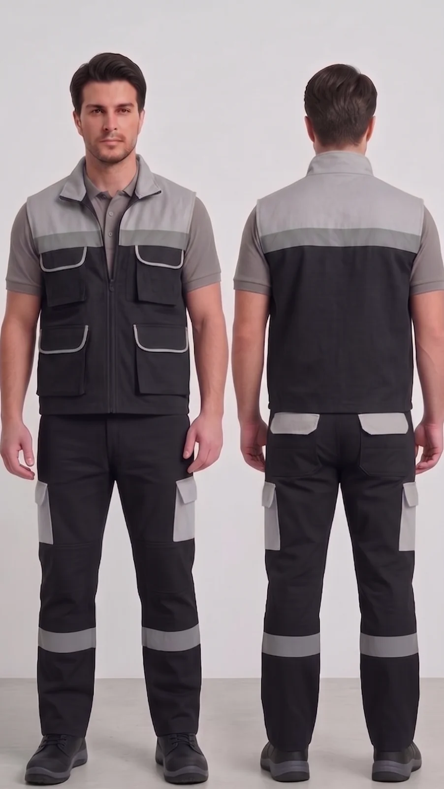 Premium kurumsal iş yeleği-pantolon takımı #03 — harman gabardin 245 gr/m² full likralı, İlke Tekstil Denizli