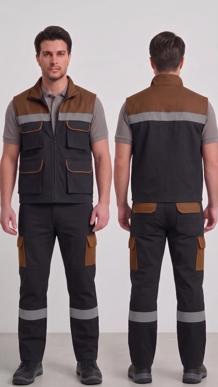 Özel üretim iş yeleği-pantolon takımı #05 — harman gabardin 245 gr/m² full likralı premium pamuk, İlke Tekstil Denizli