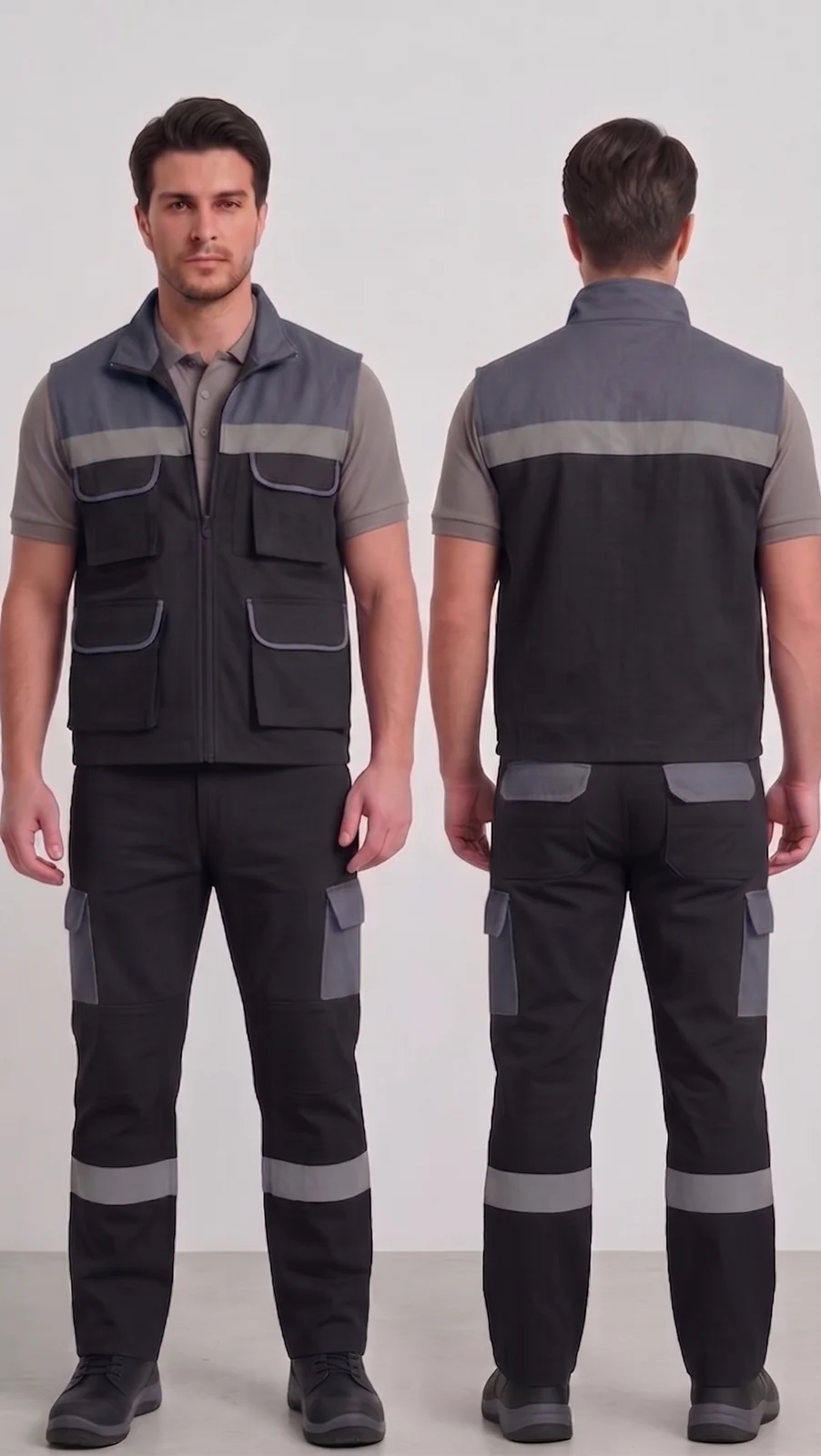 Özel üretim iş yeleği-pantolon takımı #09 — harman gabardin 245 gr/m² full likralı premium pamuk, İlke Tekstil Denizli
