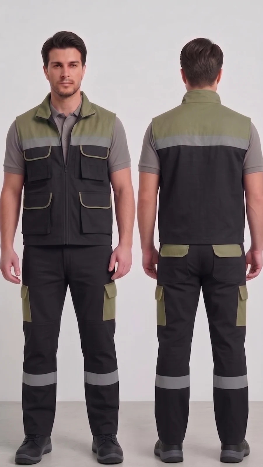 Özel üretim iş yeleği-pantolon takımı #10 — harman gabardin 245 gr/m² full likralı premium pamuk, İlke Tekstil Denizli