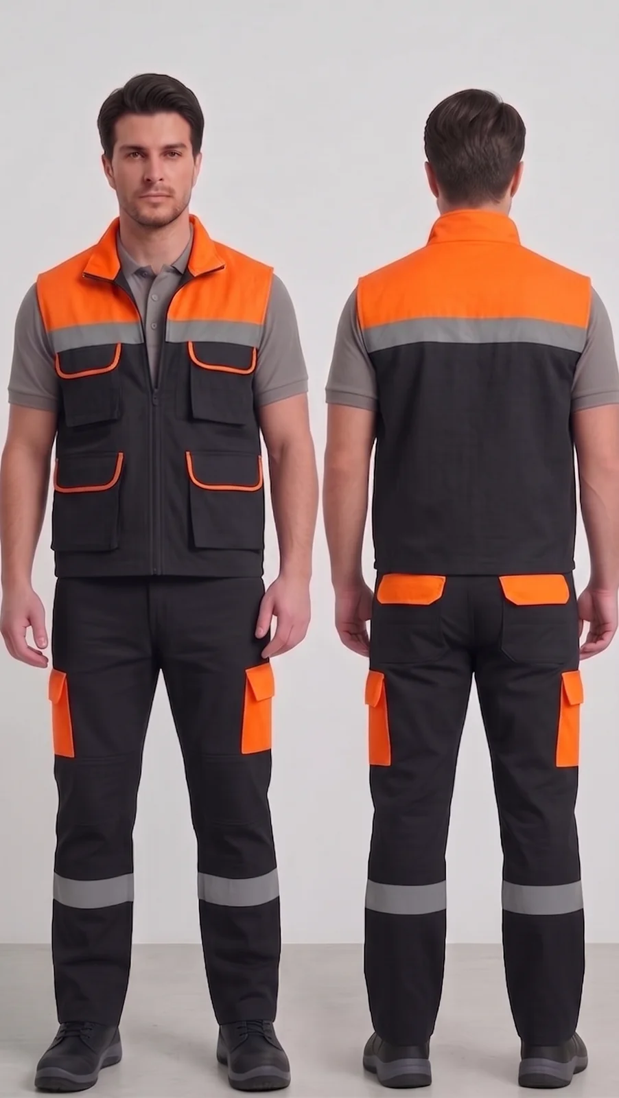Özel üretim iş yeleği-pantolon takımı #12 — harman gabardin 245 gr/m² full likralı premium pamuk, İlke Tekstil Denizli