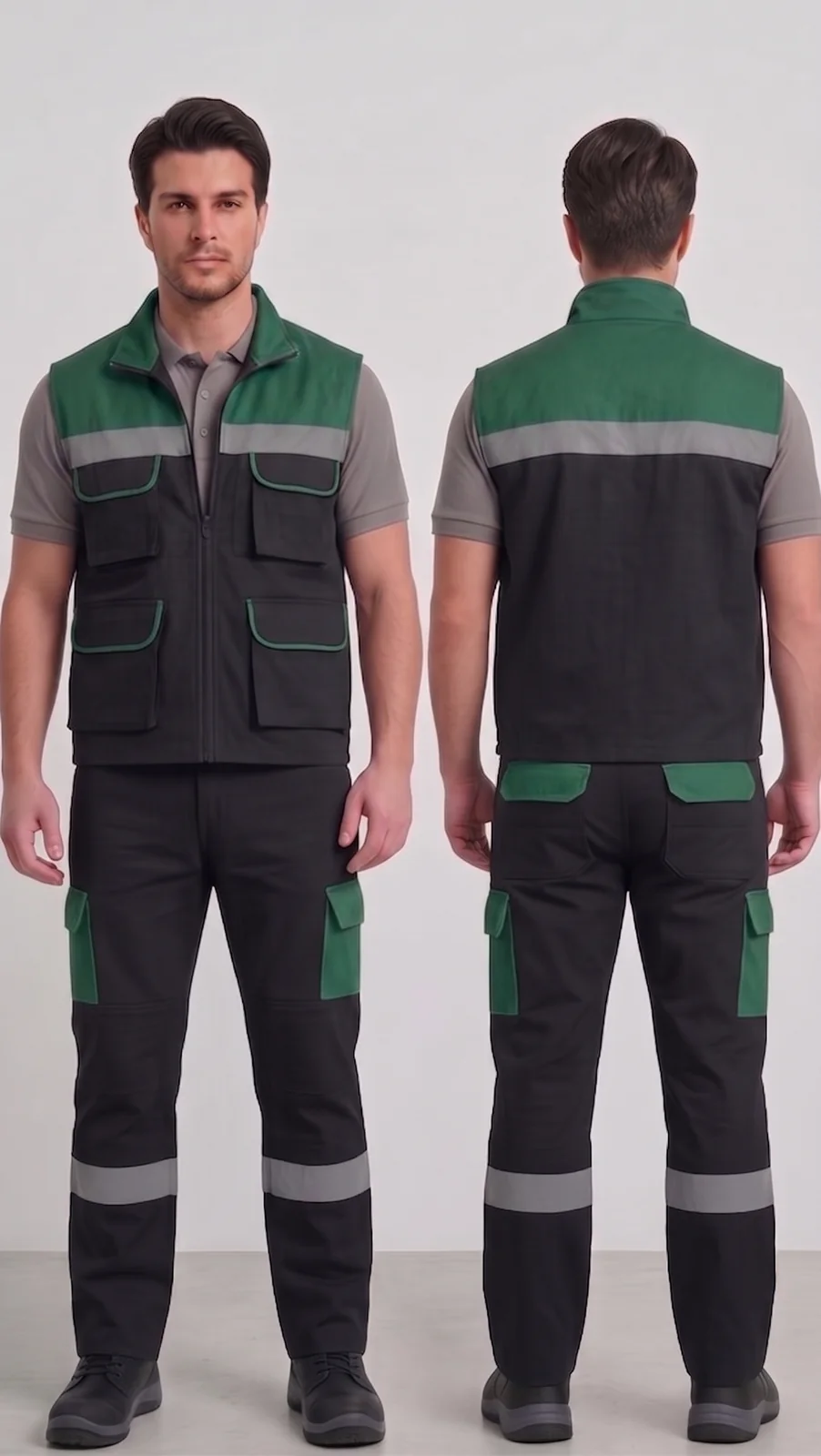 Özel üretim iş yeleği-pantolon takımı #13 — harman gabardin 245 gr/m² full likralı premium pamuk, İlke Tekstil Denizli