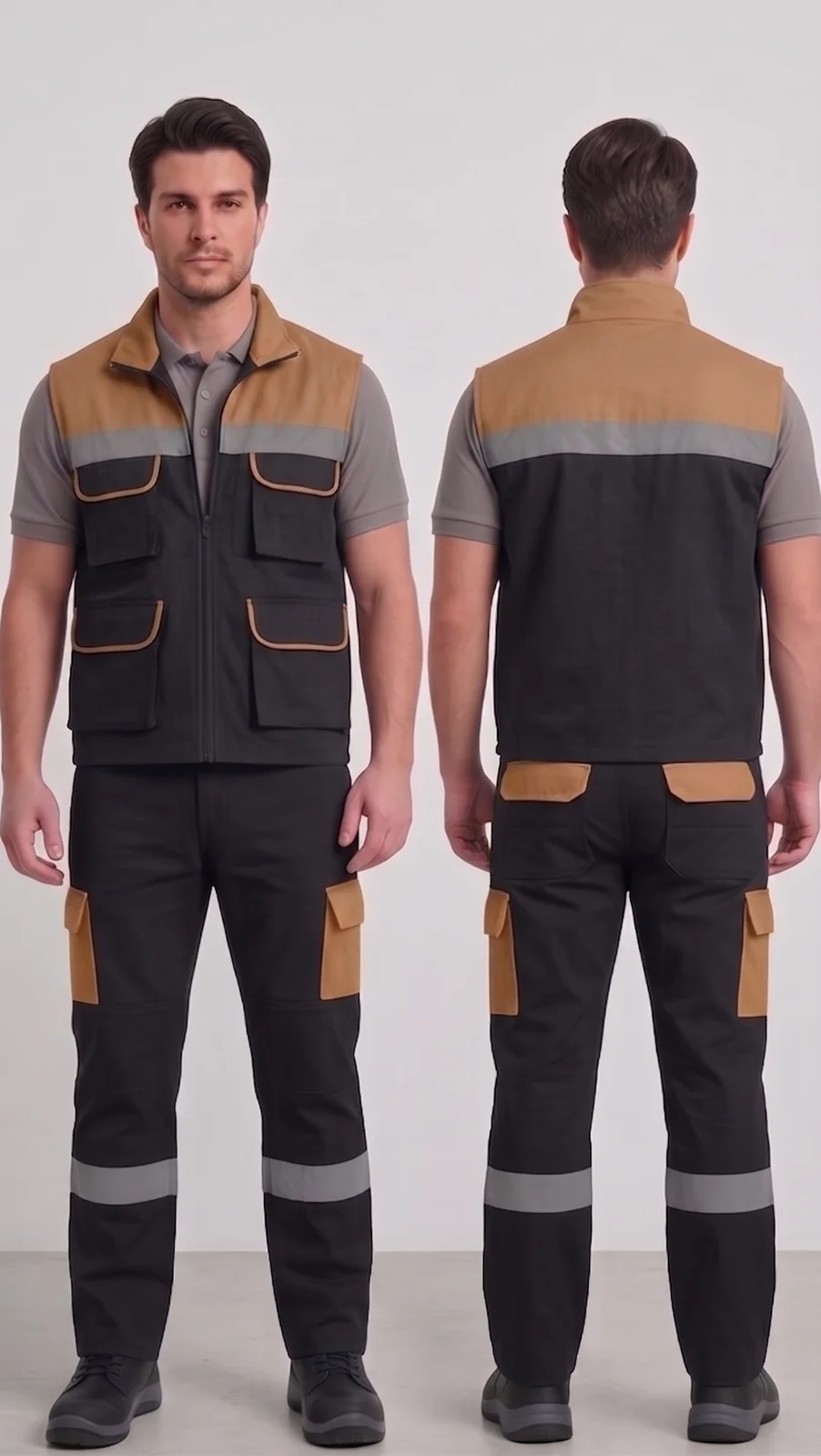 Özel üretim iş yeleği-pantolon takımı #15 — harman gabardin 245 gr/m² full likralı premium pamuk, İlke Tekstil Denizli