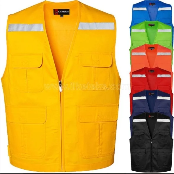 Orange heavy-duty work vest (black accent) — Turkey's work vest manufacturer | İlke Tekstil Denizli Factory