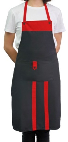 Garson bel önlüğü cebli — pamuk gabardin 220g siyah/krem · 80-100 cm boy 2-3 cep · servis personeli klasik · İlke Tekstil Denizli